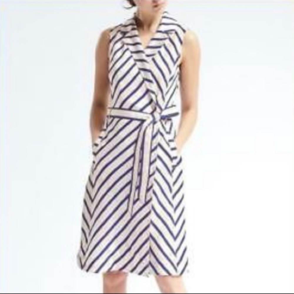 NWT Banana Republic stripe trench wrap dress - Picture 2 of 8